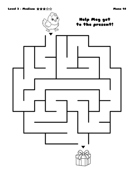 Help Meg get to the present - free printable maze, medium level