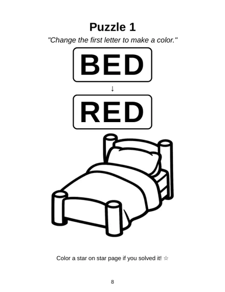 Free printable CVC word ladder starting with BED