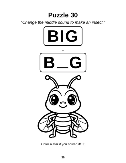 Free printable CVC word ladder starting with BIG