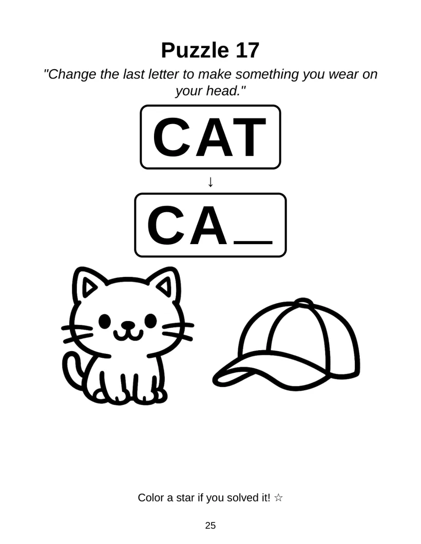 Free printable CVC word ladder starting with CAT