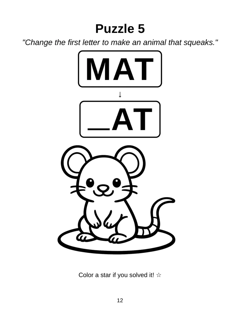 Free printable CVC word ladder starting with MAT