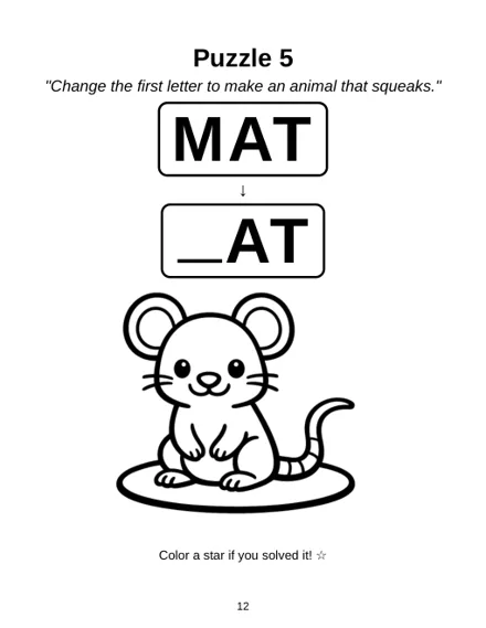 Free printable CVC word ladder starting with MAT