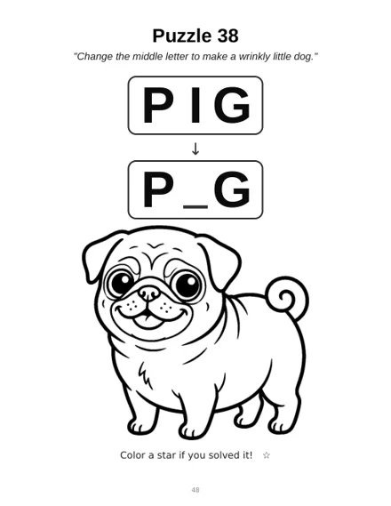 Free printable CVC word ladder starting with PIG