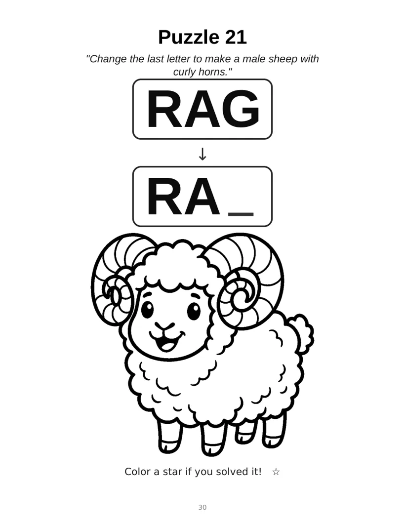 Free printable CVC word ladder starting with RAG